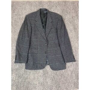 Hugo Boss E. Thomas Italian Wool Blazer Plaid Houndstooth Sport Coat Mens EU 48